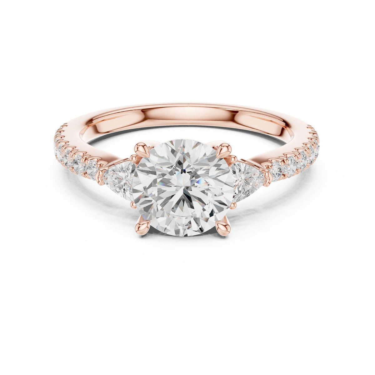 Round Three Stone Lab Grown Diamond Engagement Ring