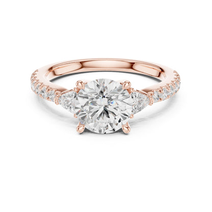 Round Three Stone Lab Grown Diamond Engagement Ring