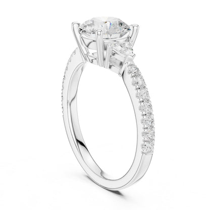 Round Three Stone Lab Grown Diamond Engagement Ring