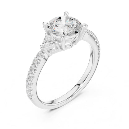 Round Three Stone Lab Grown Diamond Engagement Ring