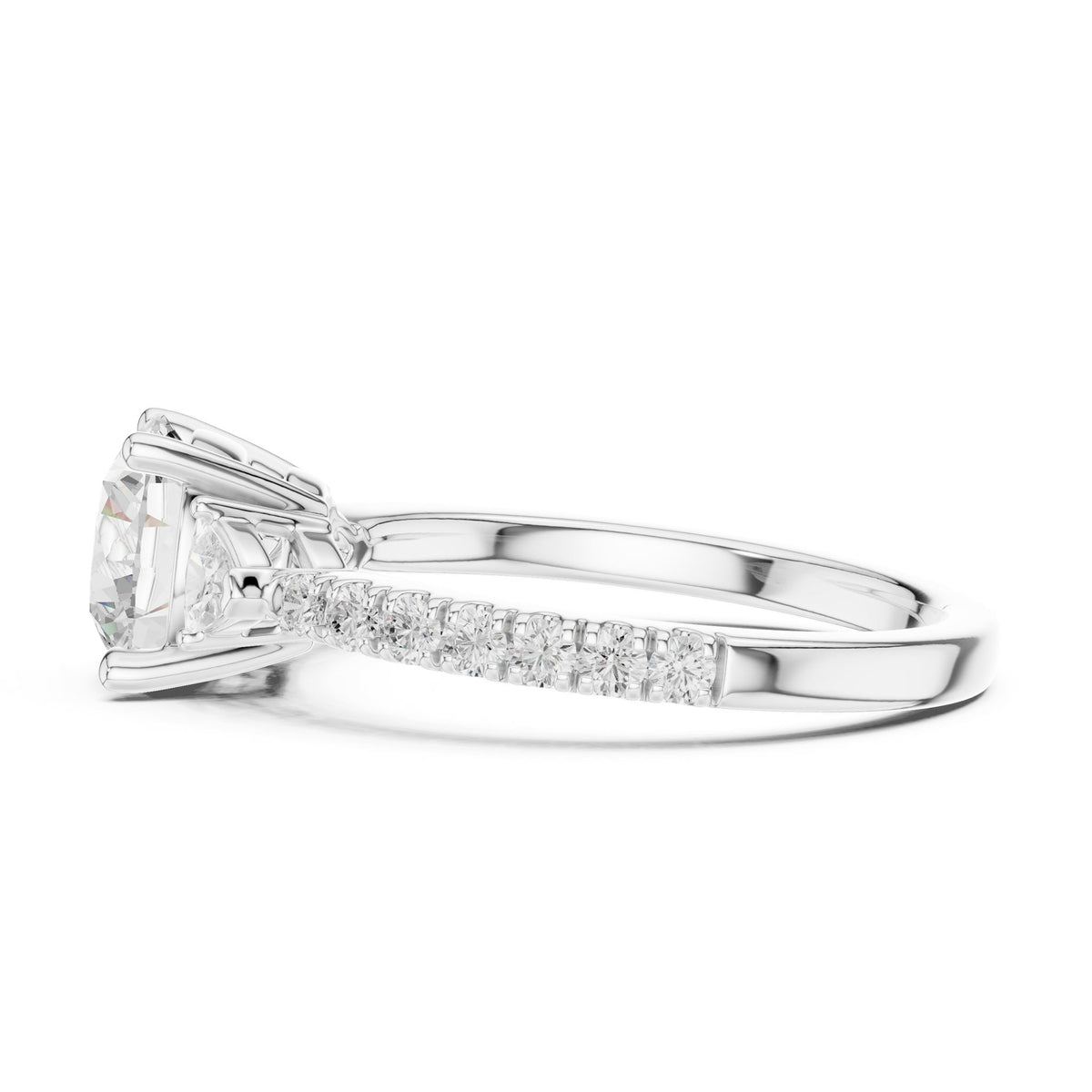 Round Three Stone Lab Grown Diamond Engagement Ring