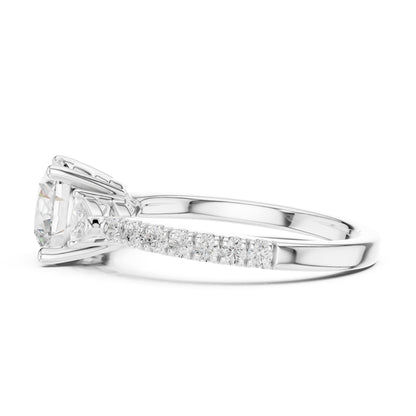 Round Three Stone Lab Grown Diamond Engagement Ring