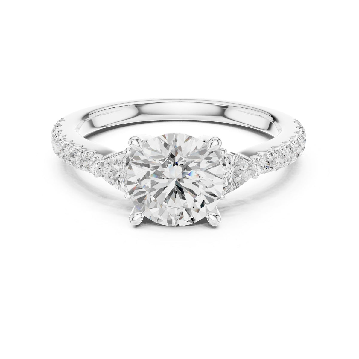 Round Three Stone Lab Grown Diamond Engagement Ring