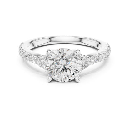 Round Three Stone Lab Grown Diamond Engagement Ring