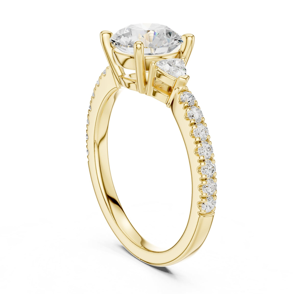 Round Three Stone Lab Grown Diamond Engagement Ring