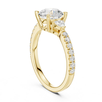 Round Three Stone Lab Grown Diamond Engagement Ring