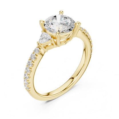 Round Three Stone Lab Grown Diamond Engagement Ring