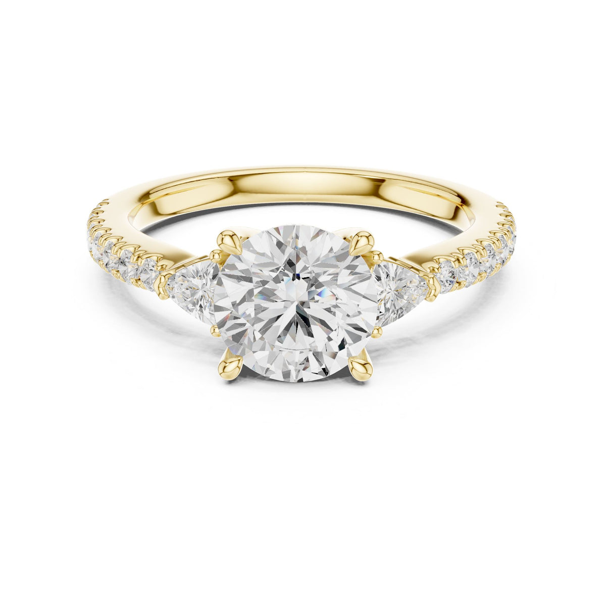 Round Three Stone Lab Grown Diamond Engagement Ring