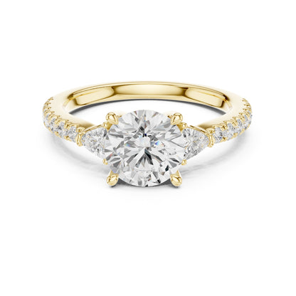 Round Three Stone Lab Grown Diamond Engagement Ring