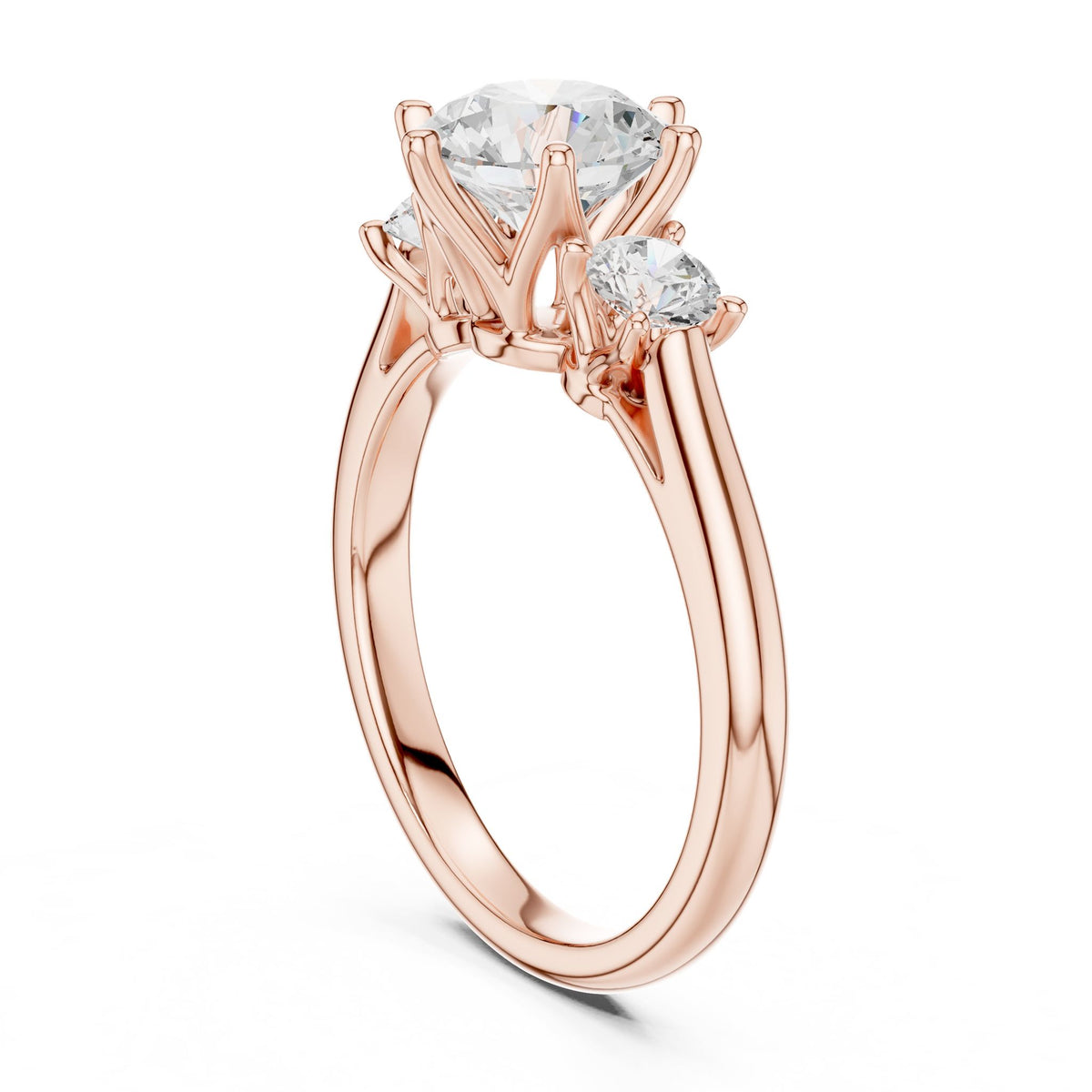 Round Three Stone Lab Grown Diamond Engagement Ring
