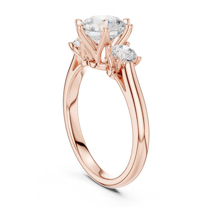 Round Three Stone Lab Grown Diamond Engagement Ring