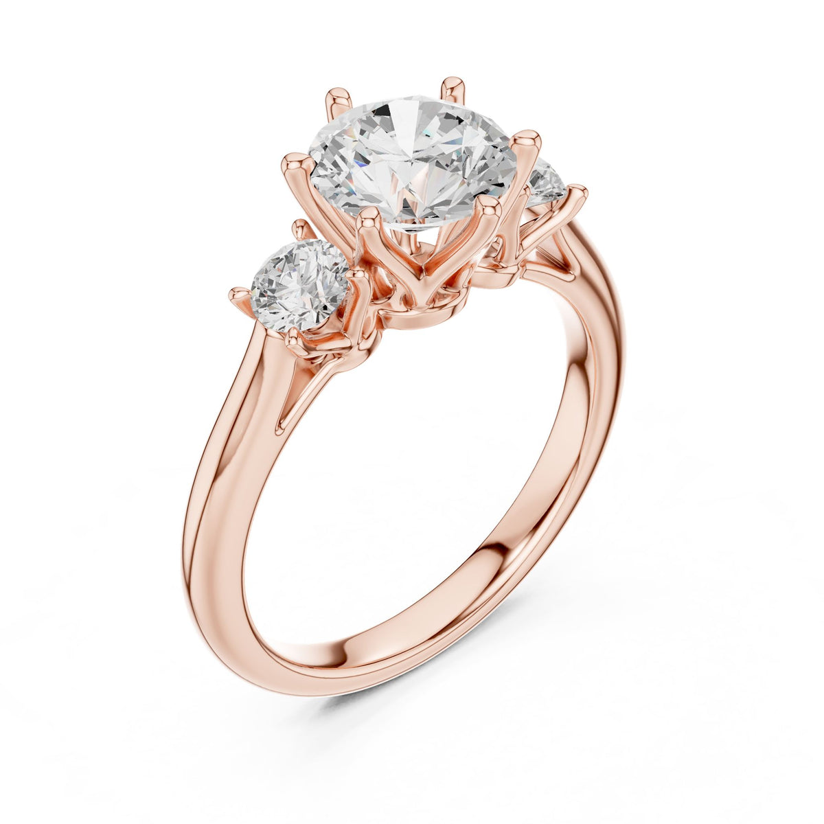 Round Three Stone Lab Grown Diamond Engagement Ring