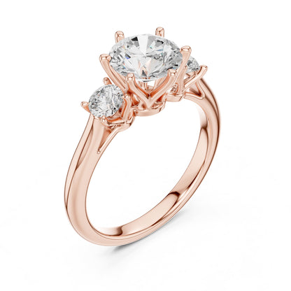 Round Three Stone Lab Grown Diamond Engagement Ring