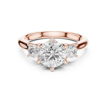 Round Three Stone Lab Grown Diamond Engagement Ring