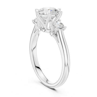 Round Three Stone Lab Grown Diamond Engagement Ring
