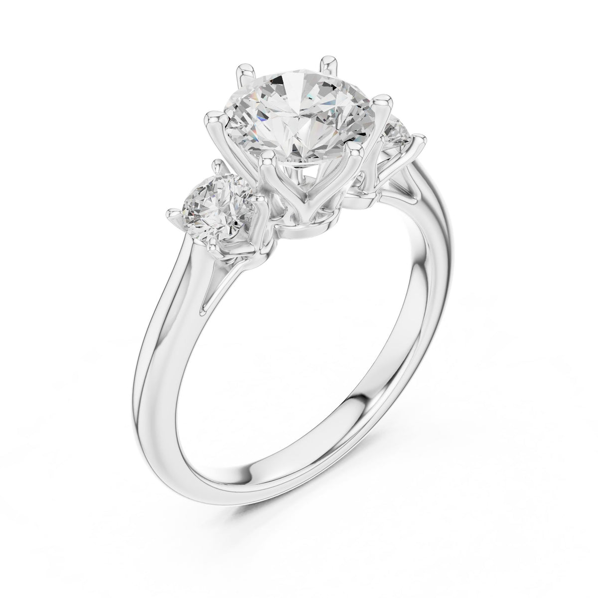Round Three Stone Lab Grown Diamond Engagement Ring