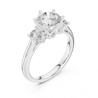 Round Three Stone Lab Grown Diamond Engagement Ring