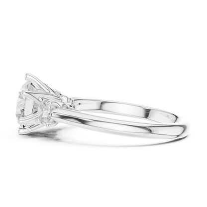 Round Three Stone Lab Grown Diamond Engagement Ring