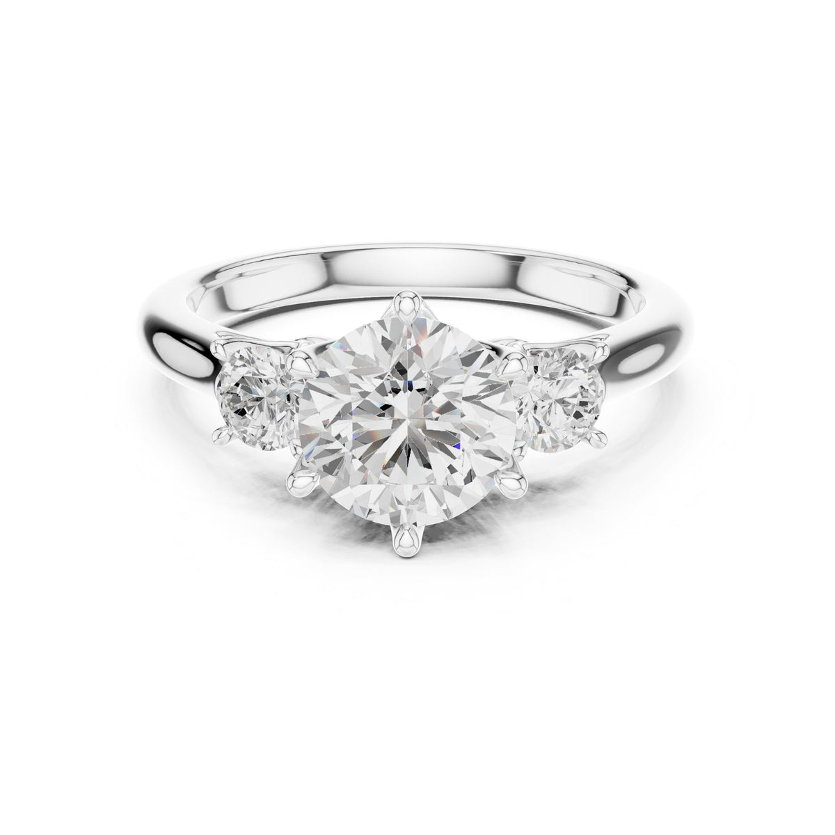 Round Three Stone Lab Grown Diamond Engagement Ring