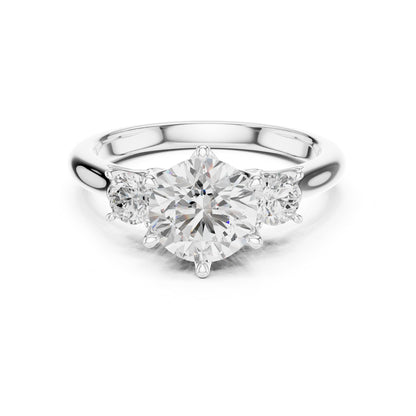 Round Three Stone Lab Grown Diamond Engagement Ring