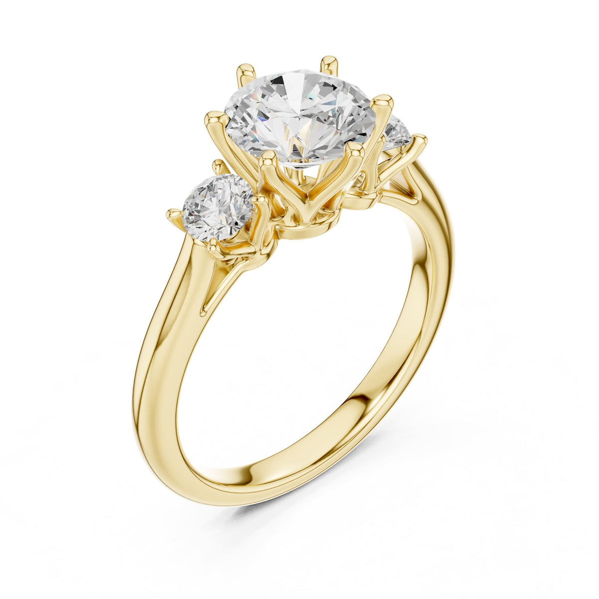 Round Three Stone Lab Grown Diamond Engagement Ring
