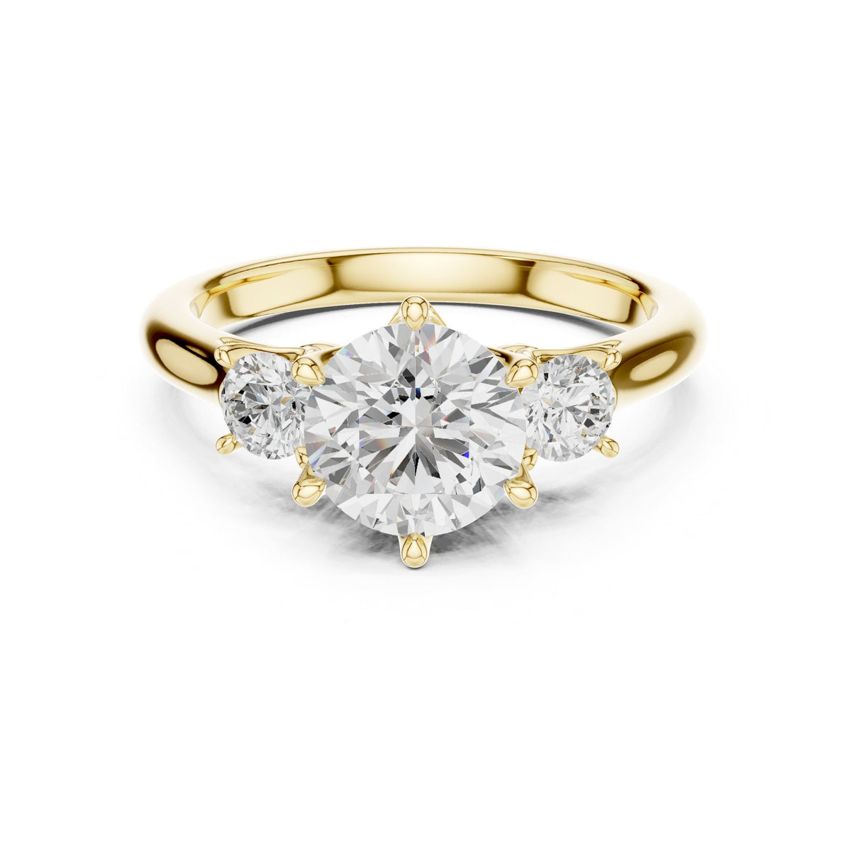 Round Three Stone Lab Grown Diamond Engagement Ring