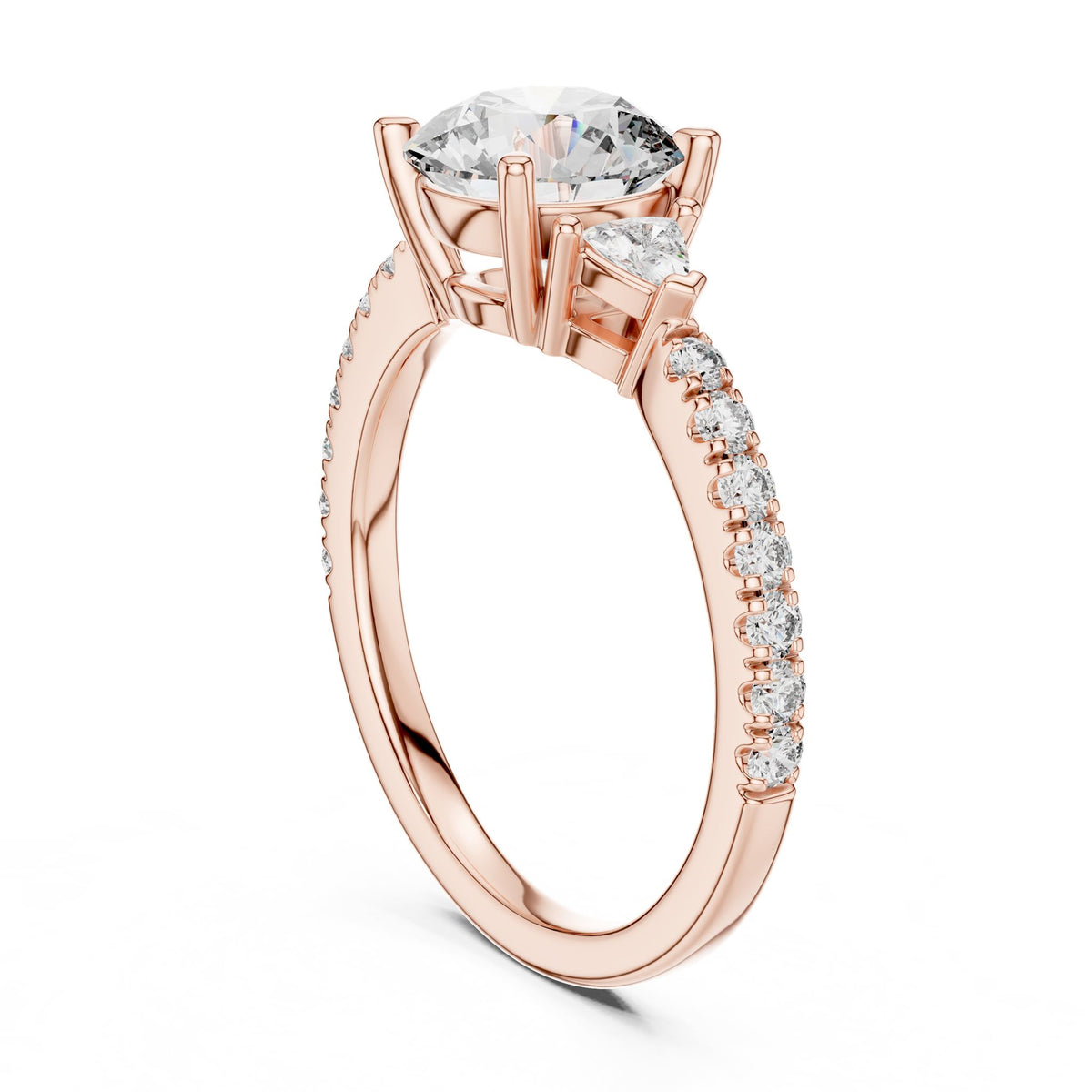 Round Three Stone Lab Grown Diamond Engagement Ring