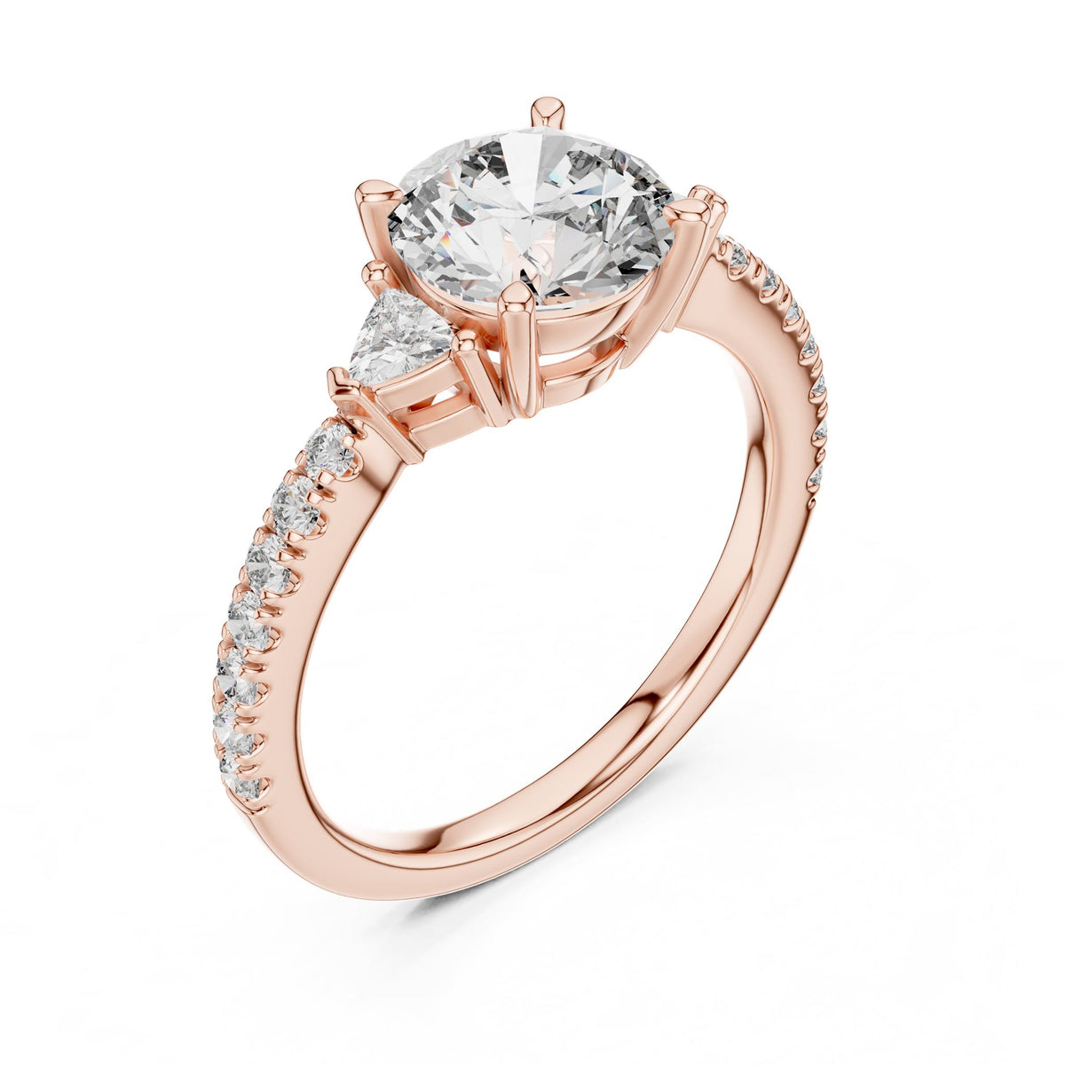 Round Three Stone Lab Grown Diamond Engagement Ring