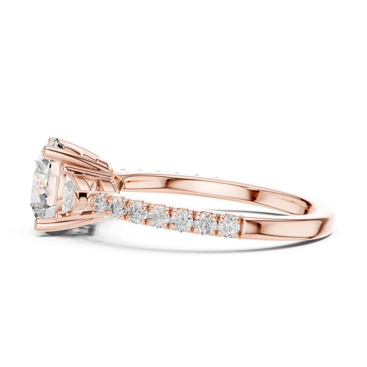 Round Three Stone Lab Grown Diamond Engagement Ring
