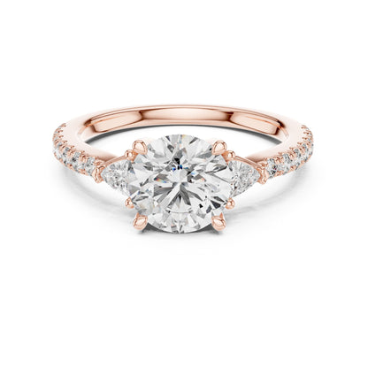 Round Three Stone Lab Grown Diamond Engagement Ring