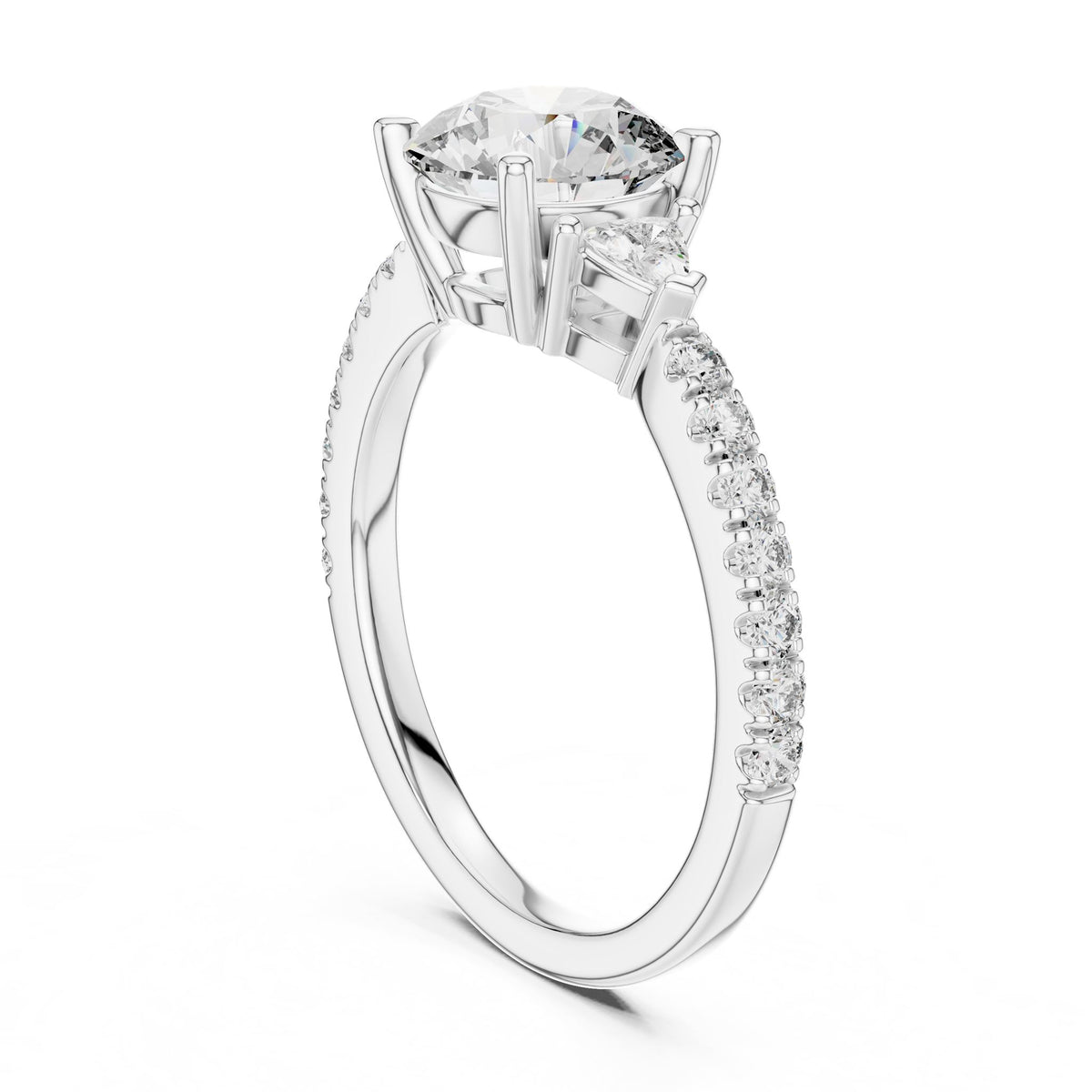 Round Three Stone Lab Grown Diamond Engagement Ring