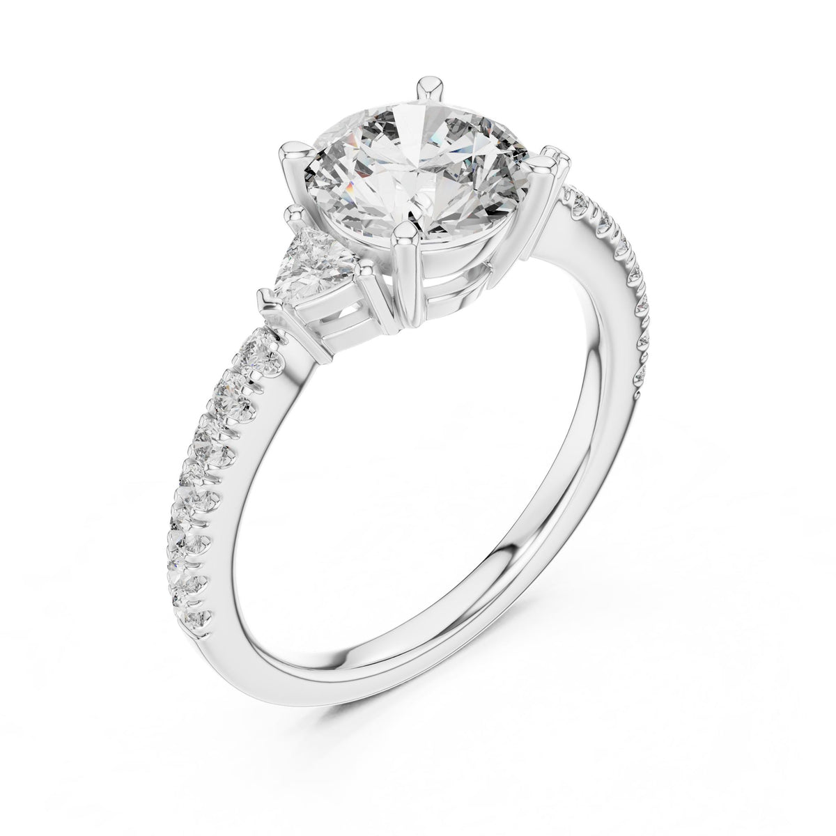 Round Three Stone Lab Grown Diamond Engagement Ring
