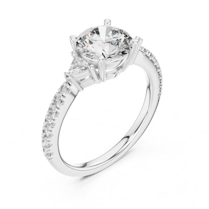 Round Three Stone Lab Grown Diamond Engagement Ring