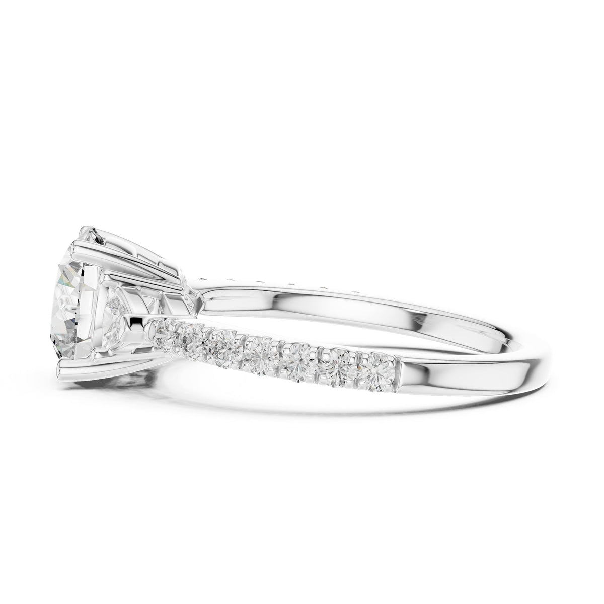 Round Three Stone Lab Grown Diamond Engagement Ring
