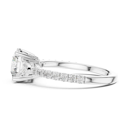 Round Three Stone Lab Grown Diamond Engagement Ring