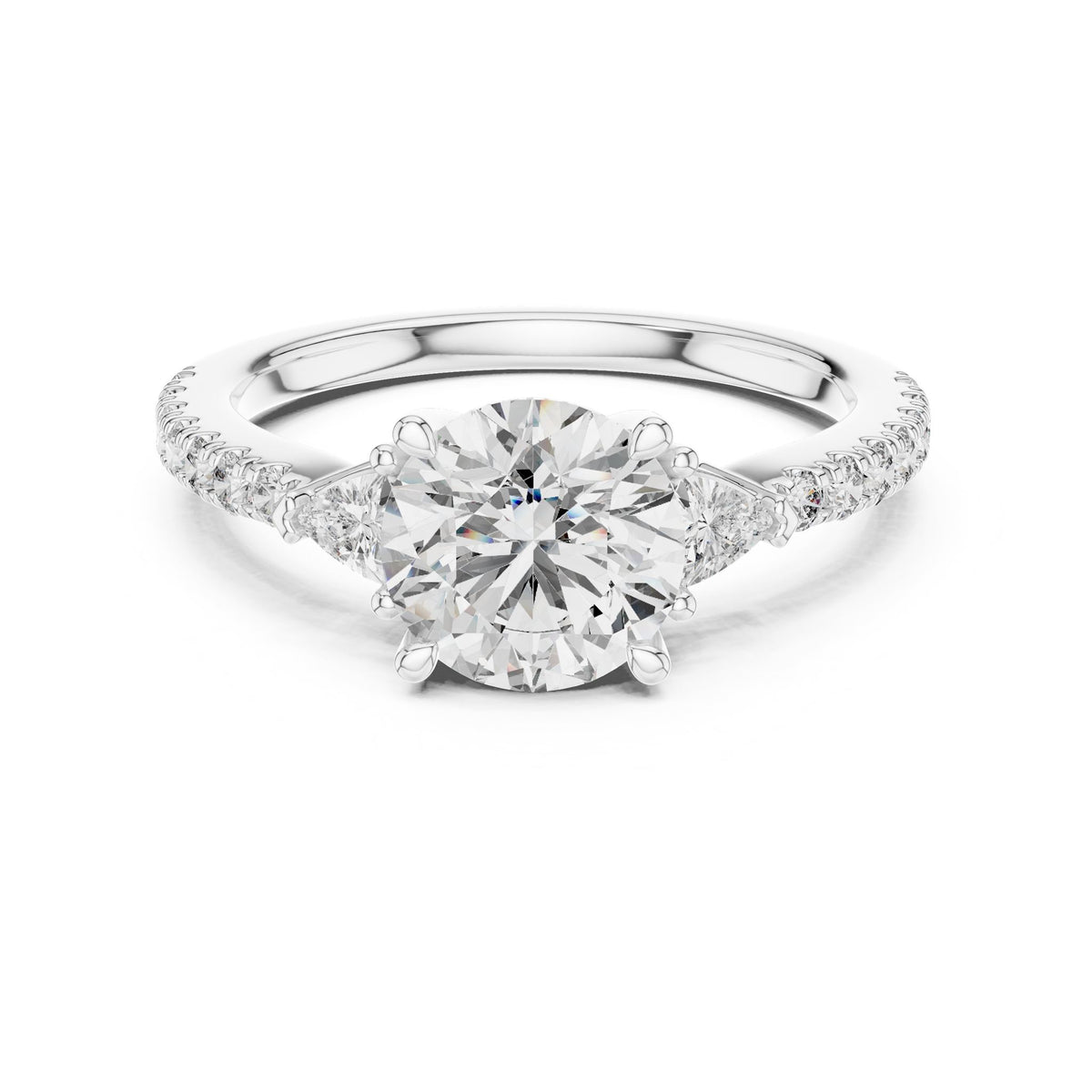 Round Three Stone Lab Grown Diamond Engagement Ring