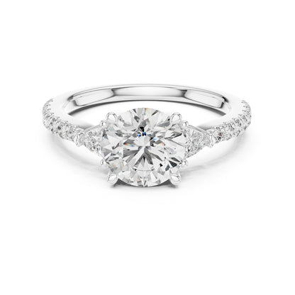 Round Three Stone Lab Grown Diamond Engagement Ring