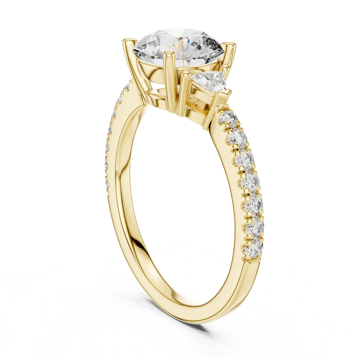 Round Three Stone Lab Grown Diamond Engagement Ring