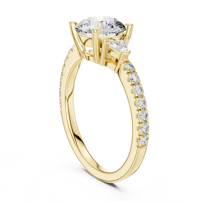 Round Three Stone Lab Grown Diamond Engagement Ring