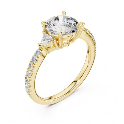 Round Three Stone Lab Grown Diamond Engagement Ring