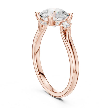 Round Three Stone Lab Grown Diamond Engagement Ring