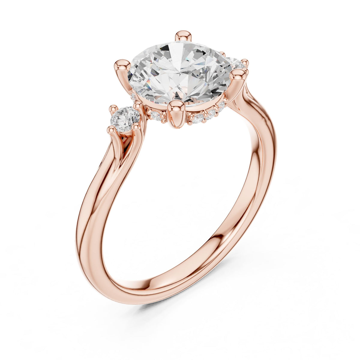 Round Three Stone Lab Grown Diamond Engagement Ring