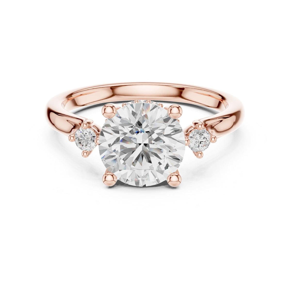 Round Three Stone Lab Grown Diamond Engagement Ring