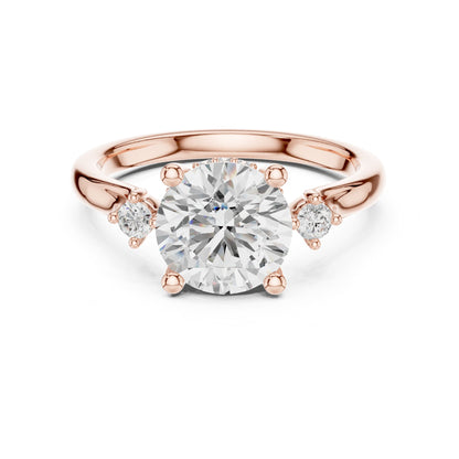 Round Three Stone Lab Grown Diamond Engagement Ring