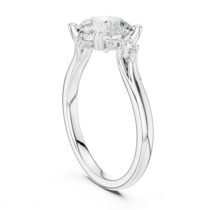 Round Three Stone Lab Grown Diamond Engagement Ring