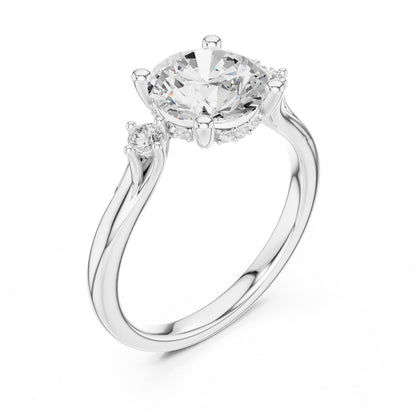 Round Three Stone Lab Grown Diamond Engagement Ring