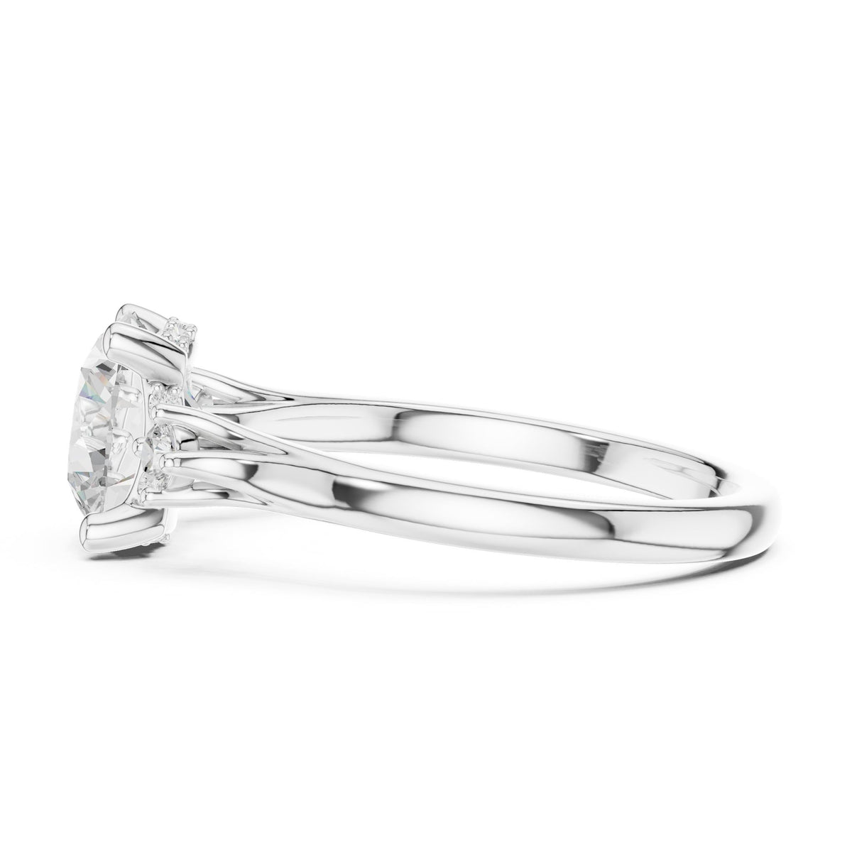 Round Three Stone Lab Grown Diamond Engagement Ring
