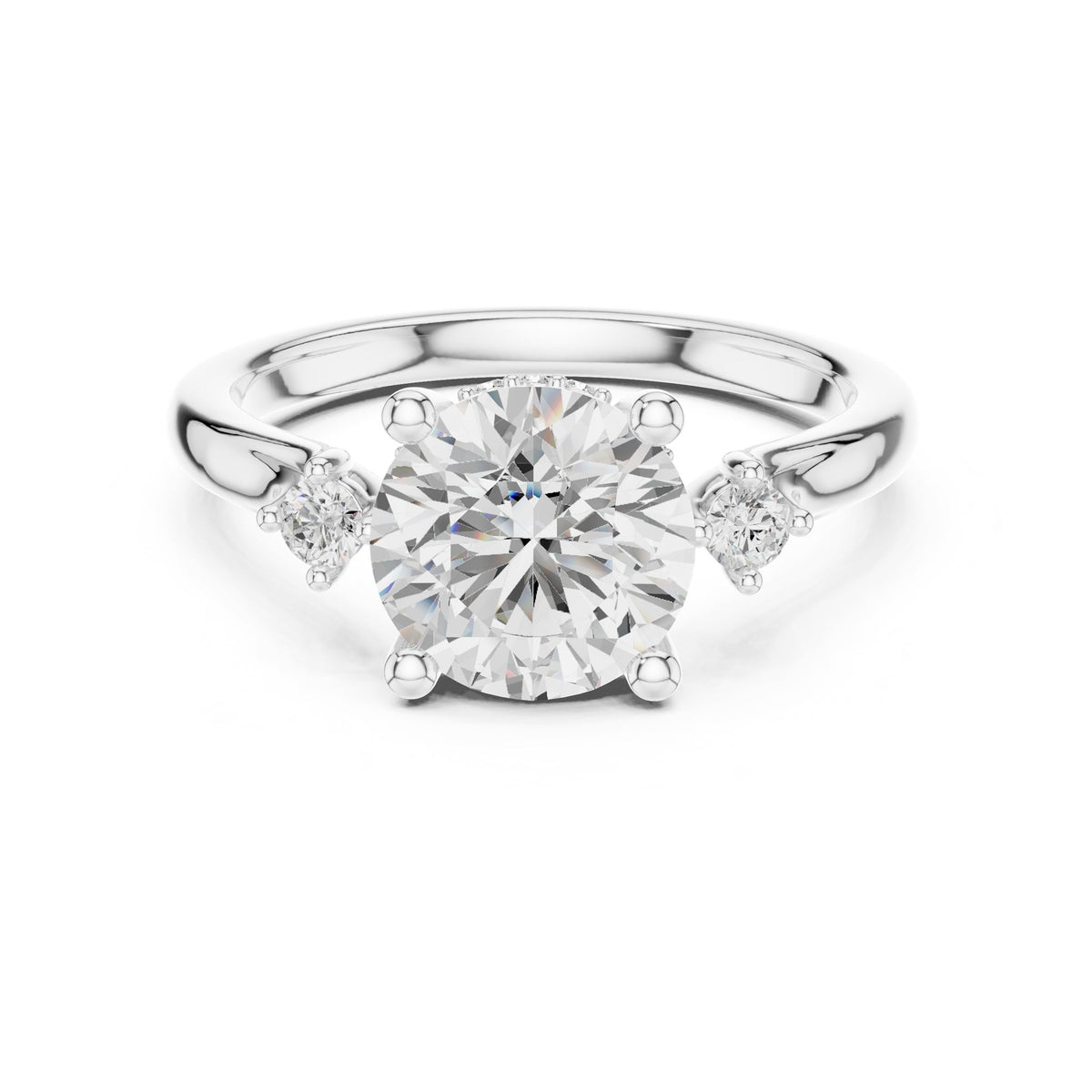 Round Three Stone Lab Grown Diamond Engagement Ring