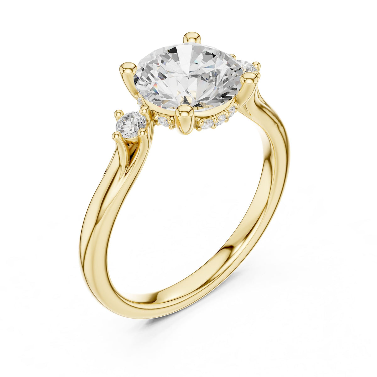 Round Three Stone Lab Grown Diamond Engagement Ring