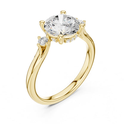 Round Three Stone Lab Grown Diamond Engagement Ring